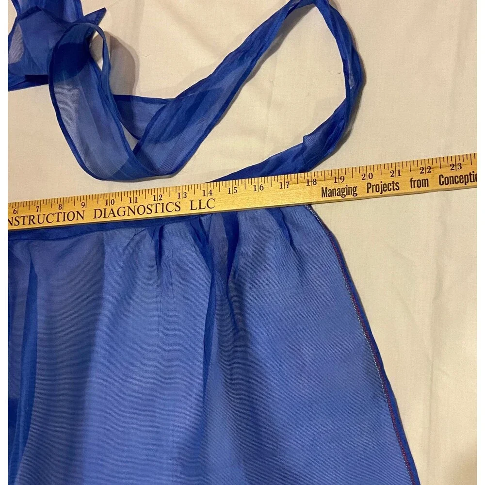5725 Womens Sheer Royal Blue Half Hostess Apron With Pocket